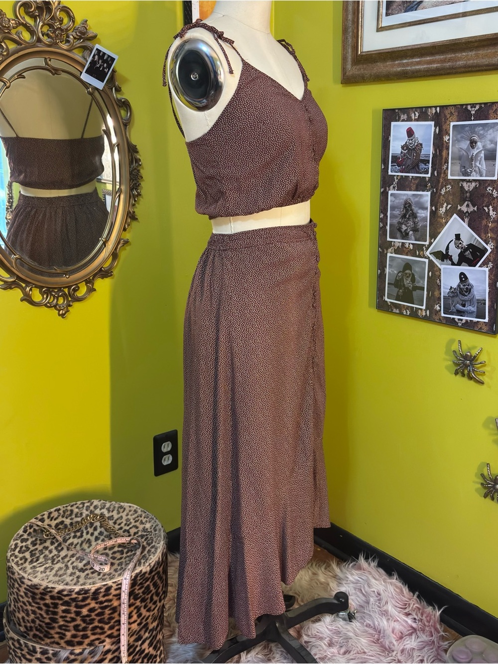 Abercrombie & Fitch Brown Button-Front Midi Skirt Set X Small - Picture 2 of 8